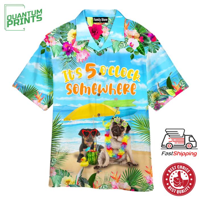 Dog Beach It_s Always 5 O_clock Somewhere Hawaiian Shirt